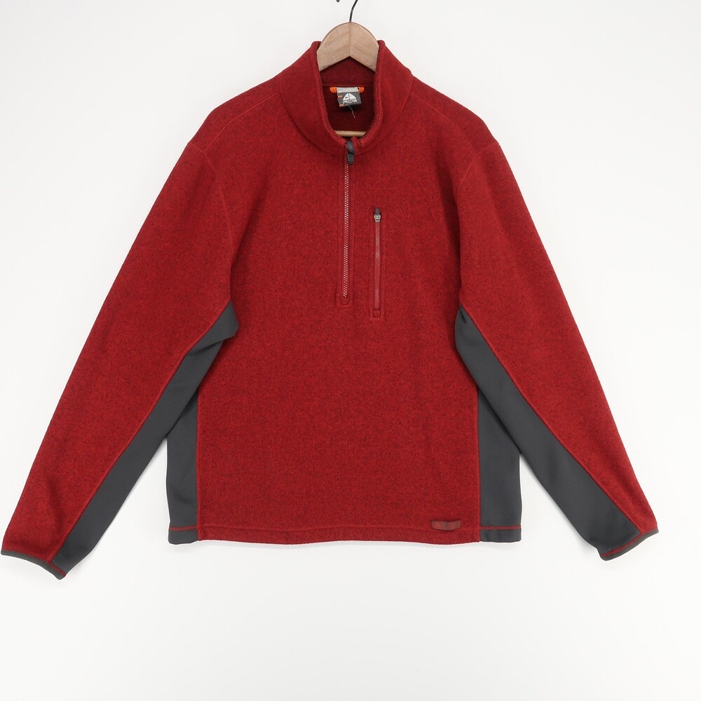 Nike ACG Pullover Mens Large Red Therma Fit Sweater Fleece 1/4 Zip Chest Pocket